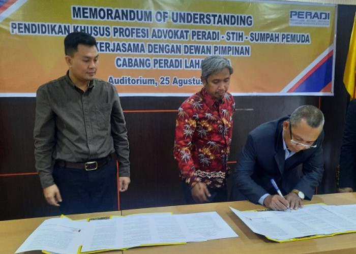 Realisasikan PKPA, DPC Peradi Lahat Raya Jalin MoU dengan STIHPADA Palembang