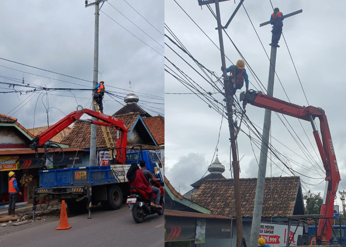 PLN Lembayung Gerak Cepat, Tindaklanjuti Perbaikan Kabel Menjuntai di Depan Masjid Al Mujahidin Desa Kebur