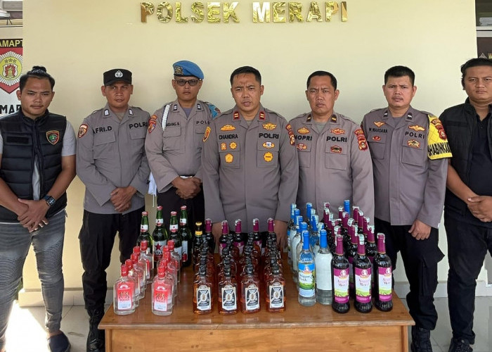 Polsek Merapi Kembali Berhasil Amankan Puluhan Botol Miras Dalam Operasi Pekat Musi