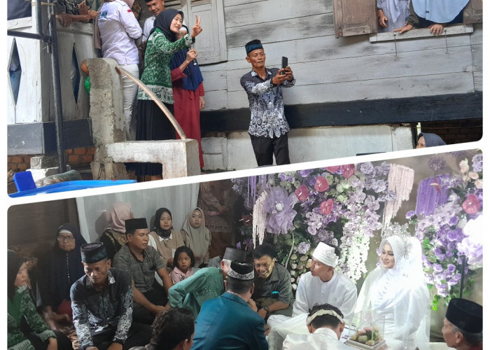 Calon Wakil Bupati Lahat Widia Ningsih Hadiri Pernikahan Akbar dan Mutiara