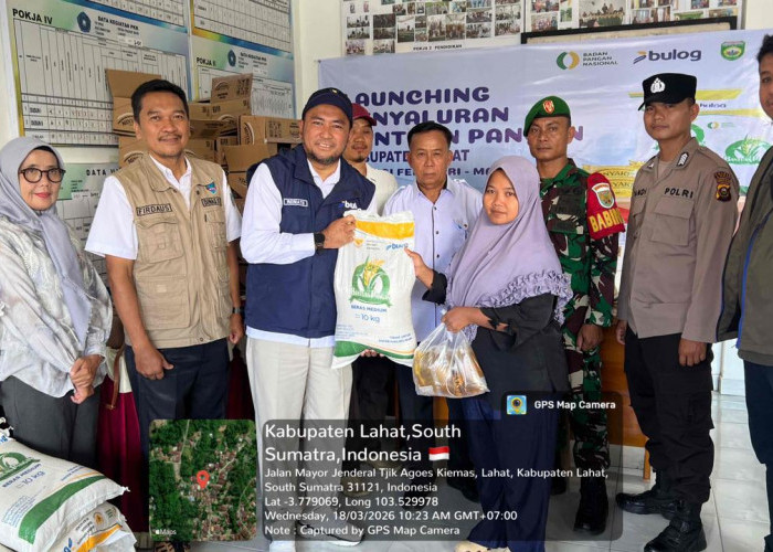 Bulog dan Dinas Ketahanan Pangan Lahat Launching Bantuan Pangan di Pagar Sari
