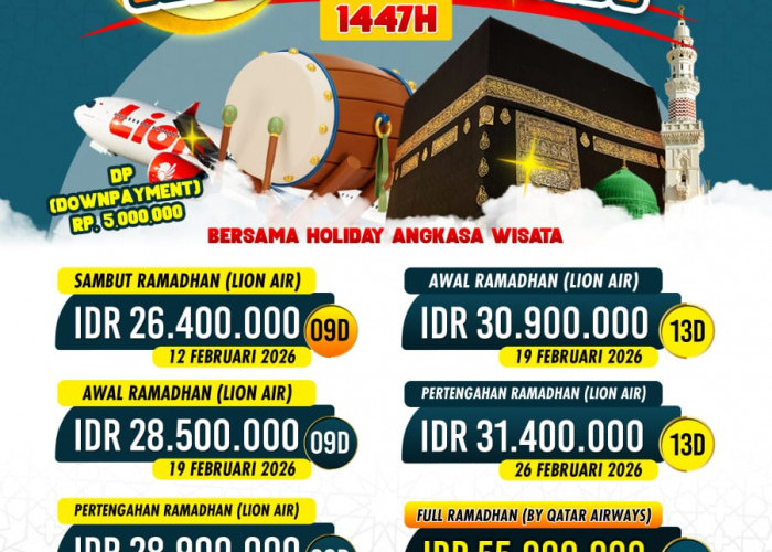 Daftar Umrah Bulan Ramadhan 1447 H, Ada Paket Awal Puasa, Pertengahan, hingga Full di Makkah dan Madinah