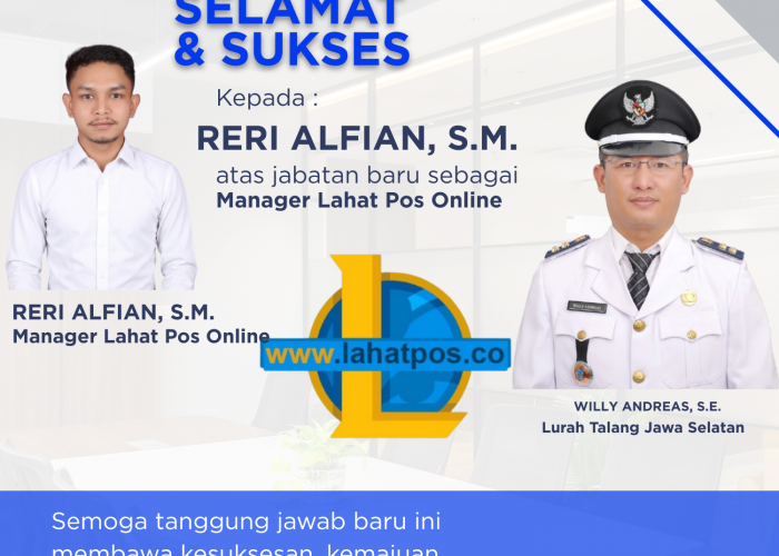 Reri Jabat Manager Lapos Online, Lurah Talang Jawa Selatan: Selamat & Sukses