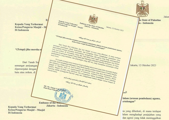 Ada Surat Duta Besar Palestina untuk Ketua dan Pengurus Masjid se Indonesia, ini Isinya