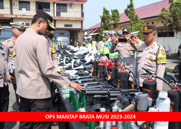 Kapolres Lahat Pimpin Apel Pemeriksaan Peralatan Ops Mantap Brata Musi untuk Pengamanan Pemilu 2024