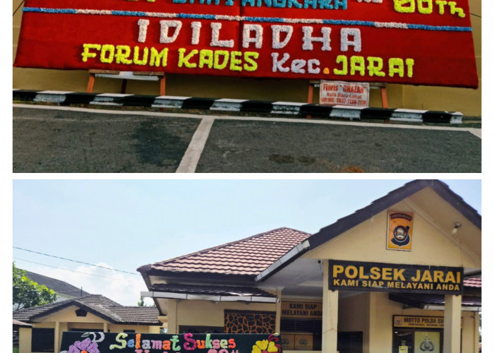 Ketua Forum Kades Kecamatan Jarai Kirim 2 Papan Bunga, Wujud Sinergitas Sambut HUT Bhayangkara 