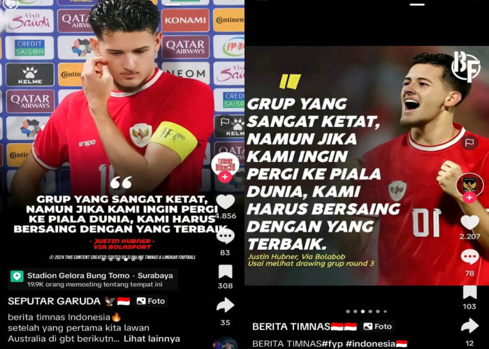 Reaksi Pemain Indonesia, Justin Hubner, Hasil Drawing Ronde 3 Kualifikasi Piala Dunia 2026