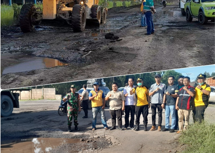 Bersama Forkopimcam PT TPB Dukung Perbaikan Jalan Lintas Sumatera