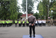Apel Gabungan Persiapan Pengamanan Kunjungan Kerja Menteri Desa dan BNN Pusat di Kabupaten Lahat