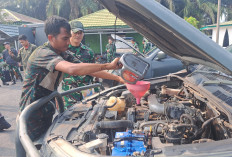 Cek Rutin dan Berkala Kodim 0405/Lahat Pastikan Kendaraan Dinas Layak Beroperasi 