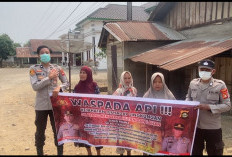 Cegah Karhutla, Polsek Kikim Selatan Sosialisasi Bahaya Pembakaran Lahan dan Bagikan Masker